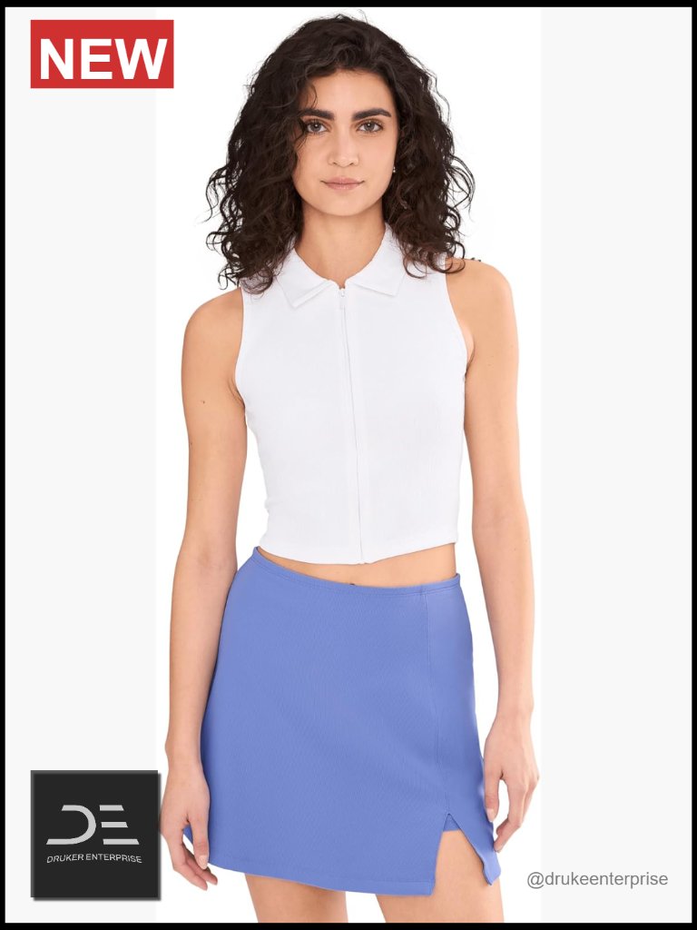 Sleeveless Zip Front Sweater Vest Rib Knit